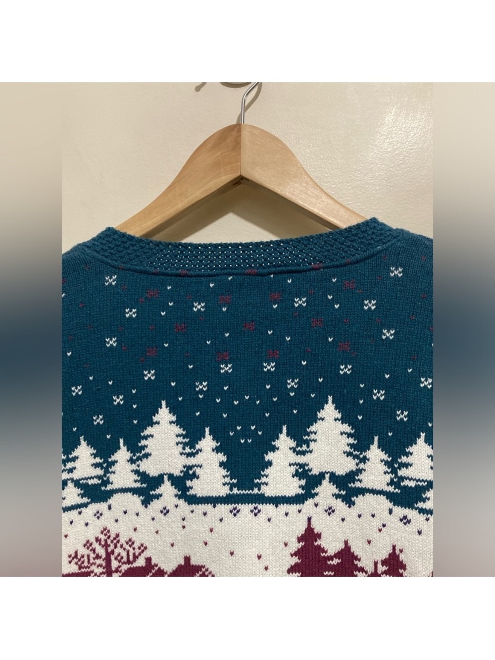 Vintage 90s Northern Reflections Winter Scene Knit Cardigan Size Medium - Picture 9 of 12